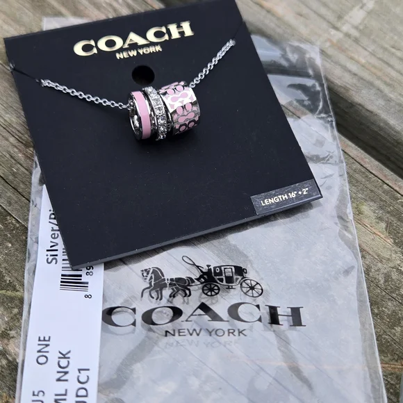NWT Coach Signature Silver and Pink Necklace - Picture 3 of 5